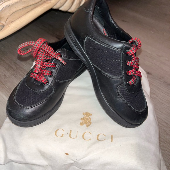 Gucci Other - Gucci kids Black Sneakers with Red Laces